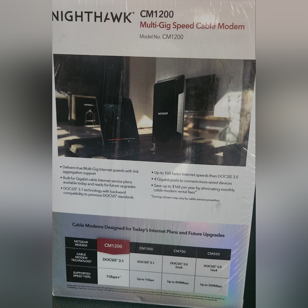 New In Box NETGEAR Nighthawk CM1200 Multi-Gig Cable Modem - Black - Picture 2 of 5